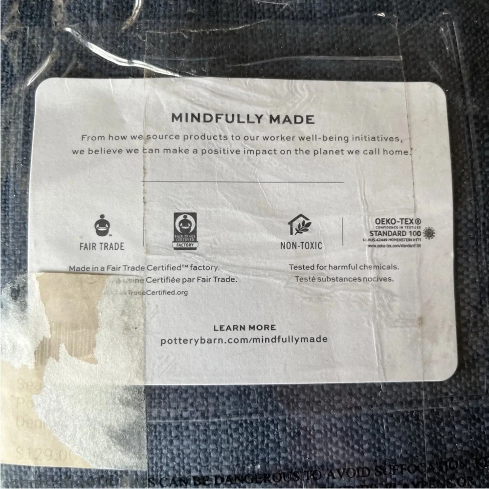Pottery Barn Seaton Drape Single Panel 50” x 96” Color Denim Textured New Open